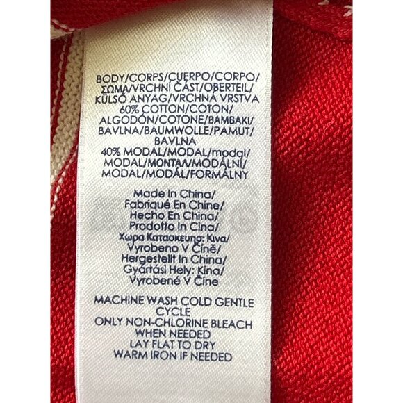 Chaps Red & White Striped Long Sleeve Cotton Modal Sweater M Nautical Style - Picture 5 of 8